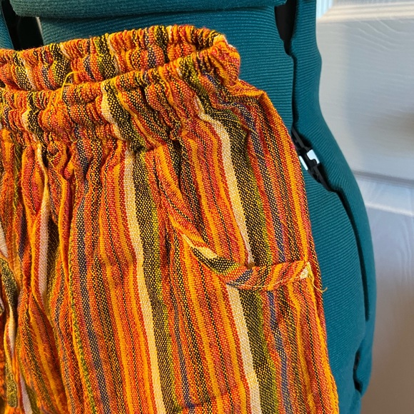 Vertical striped, flow pants in orange and blue/green - Picture 5 of 5